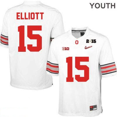 Ohio State Buckeyes Youth Ezekiel Elliott #15 White Authentic Nike Diamond Quest 2015 Patch College NCAA Stitched Football Jersey JV19H63IQ